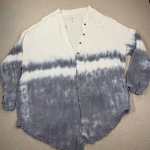 Fantastic Fawn Button-Up Shirt Womens Size M Multicolor Tie-Dye Boho Top